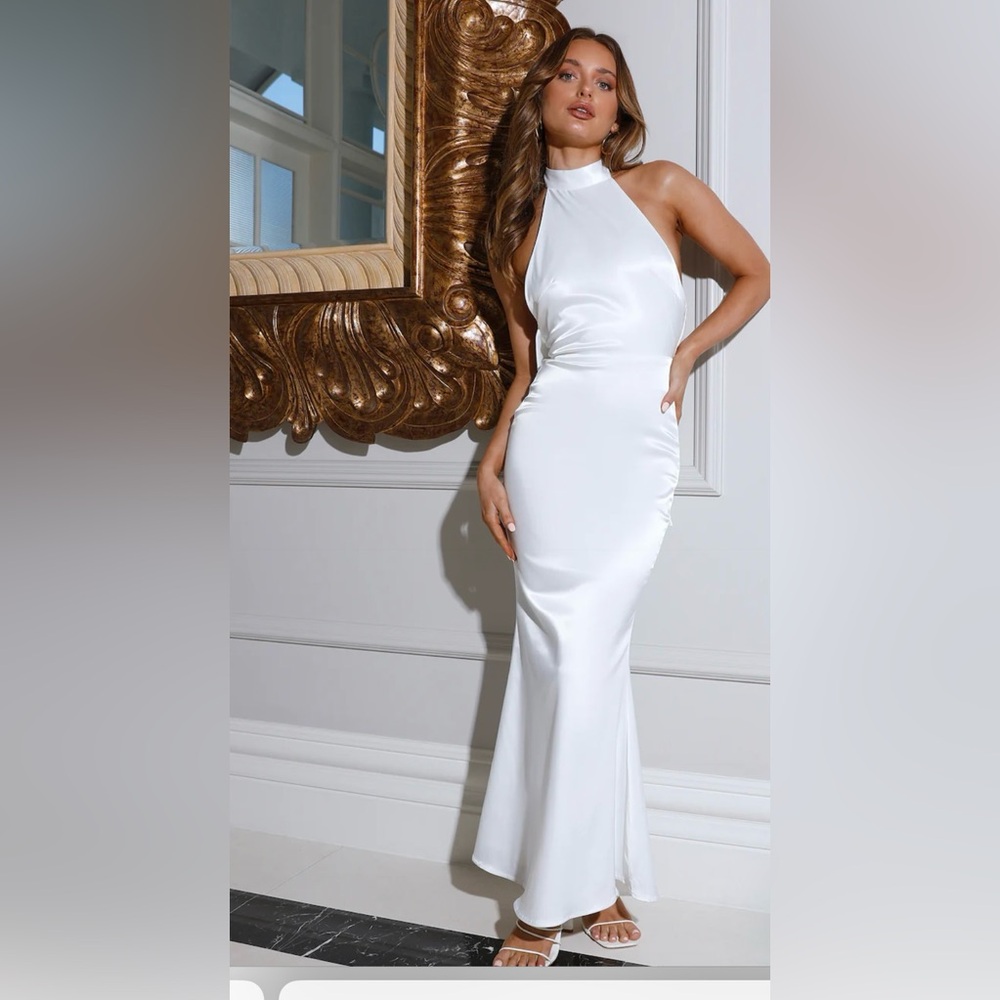 White satin backless dress